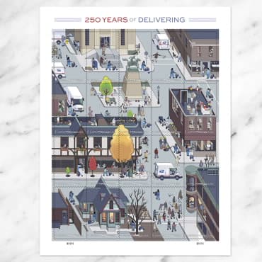 250 Years of Delivering, USPS stamps by Chris Ware - Featured Image