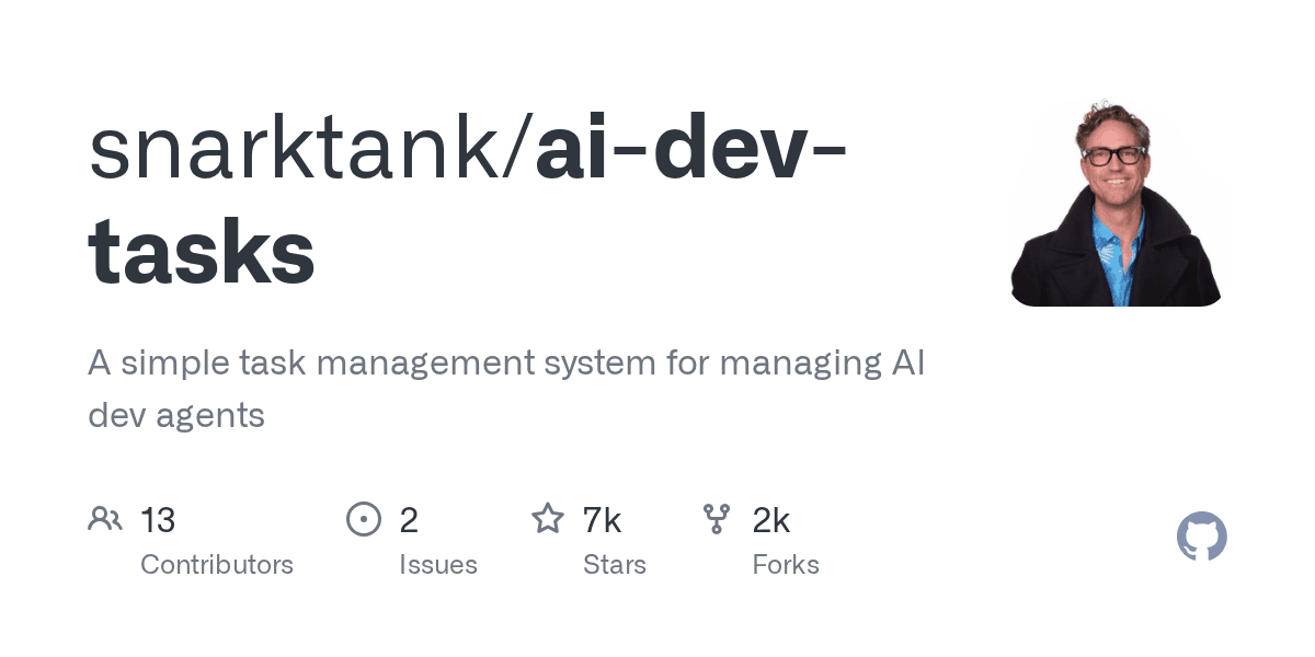 GitHub - snarktank/ai-dev-tasks: A simple task management system for managing AI dev agents - Featured Image