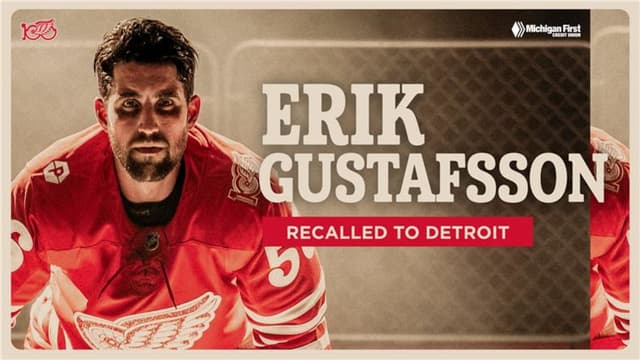 Red Wings recall Erik Gustafsson from Grand Rapids  | Detroit Red Wings - Featured Image