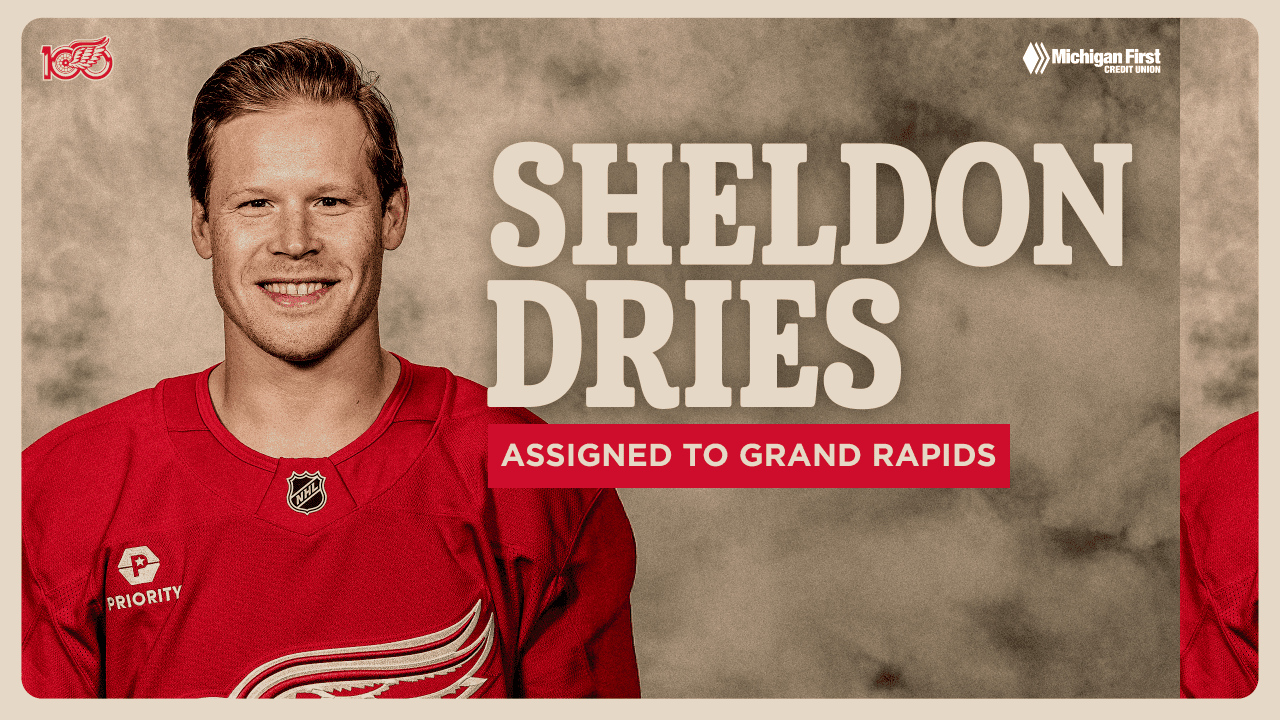 Red Wings assign Sheldon Dries to Grand Rapids | Detroit Red Wings - Featured Image
