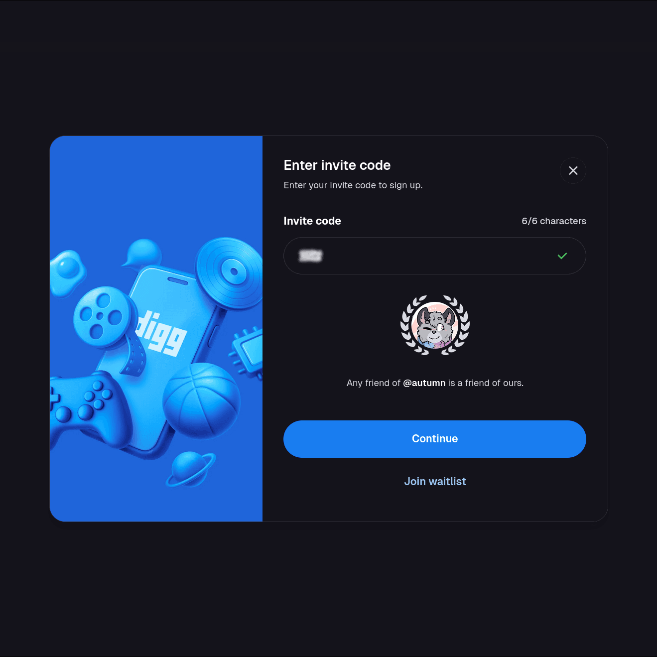 Invite code success design