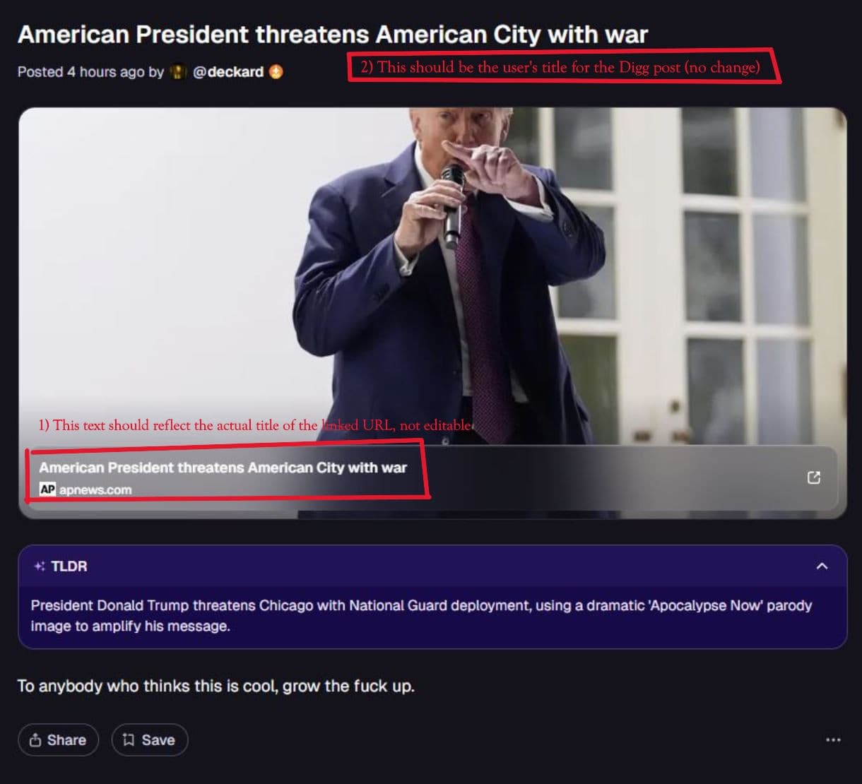 Digg post titles v. linked URL titles - Image