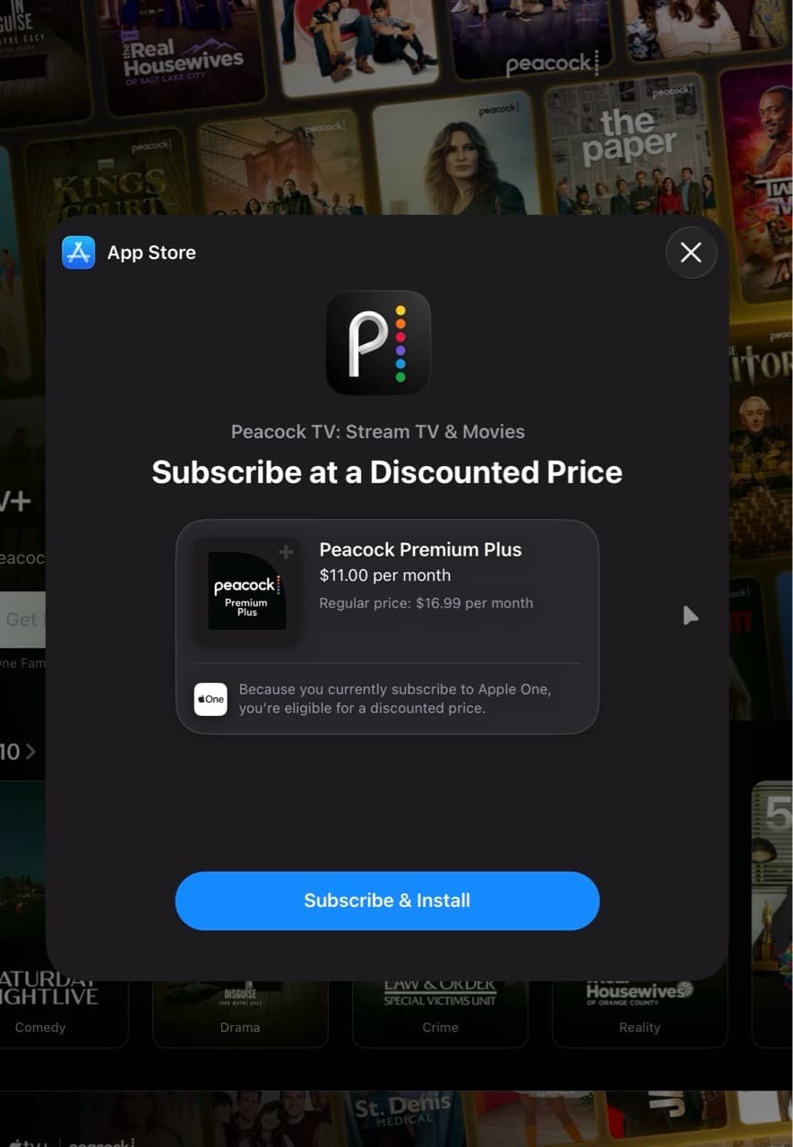 Peacock Discount for Apple One Subscribers Live - Image