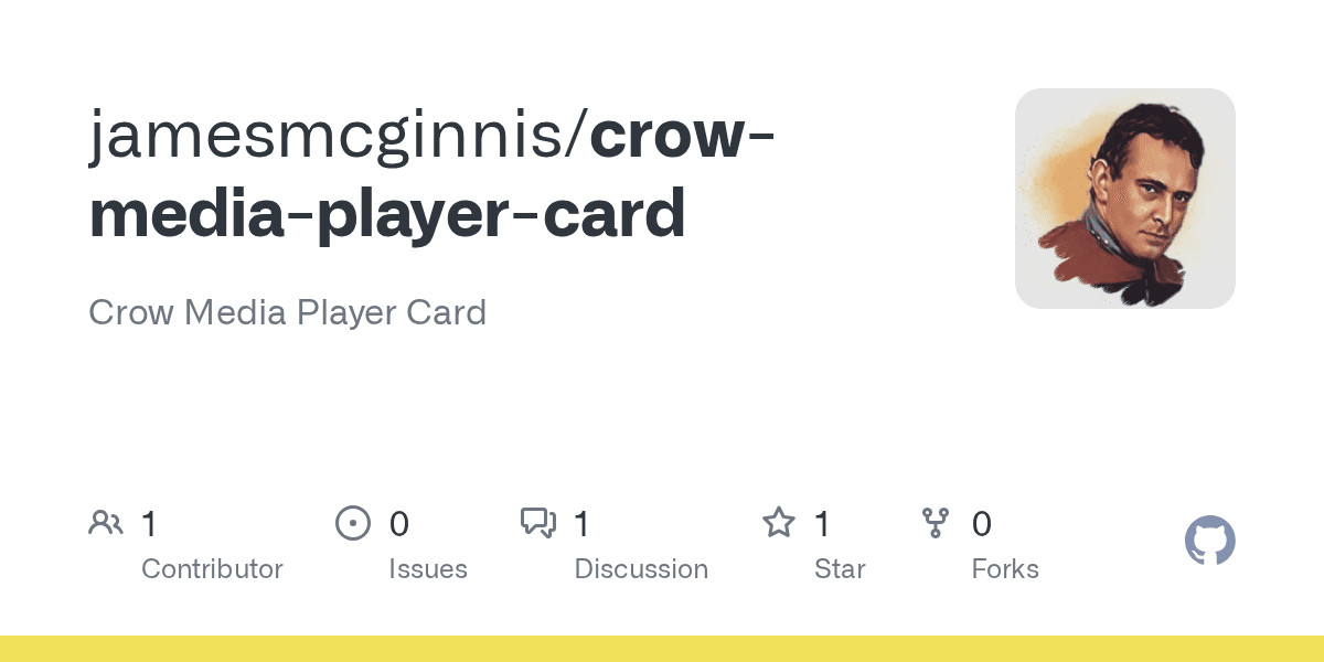 GitHub - jamesmcginnis/crow-media-player-card: Crow Media Player Card - Featured Image