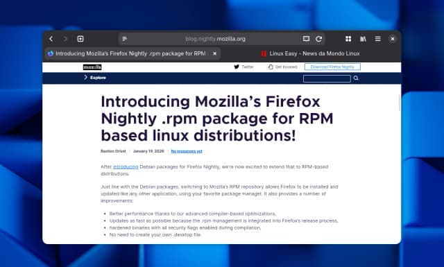 Firefox Nightly: Mozilla lancia i pacchetti RPM ufficiali - Featured Image