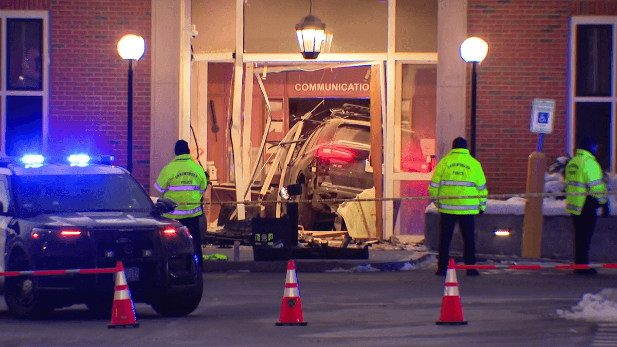 Vehicle buried in Shrewsbury Police Department lobby - Featured Image