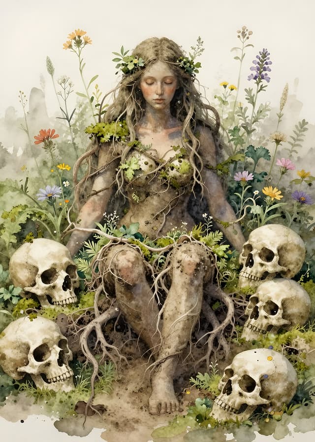 'Mother Nature Goddess with Skulls' Poster, picture, metal print, paint by Skulls Of Insanity | Displate - Featured Image