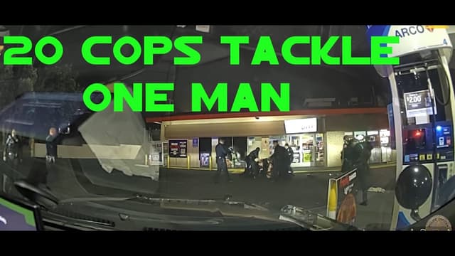 BODYCAM: 20 Los Angeles Police in the Harbor Area tackle one man armed with plex-glass - Featured Image