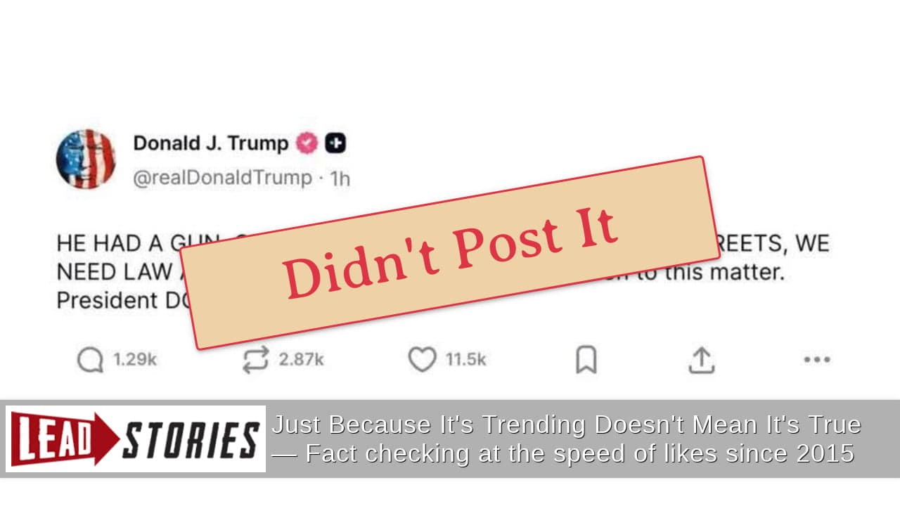 Fact Check: Fake Trump Post Image About 'Only Criminals' Carrying 'Guns On Our Streets' NOT Actual Truth Social Post After Minneapolis Shooting | Lead Stories - Featured Image