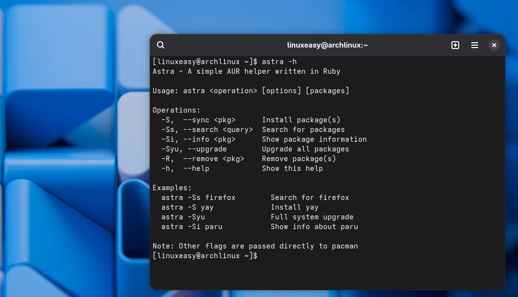 Astra: il nuovo AUR helper in Ruby che punta su semplicità e chiarezza - Featured Image