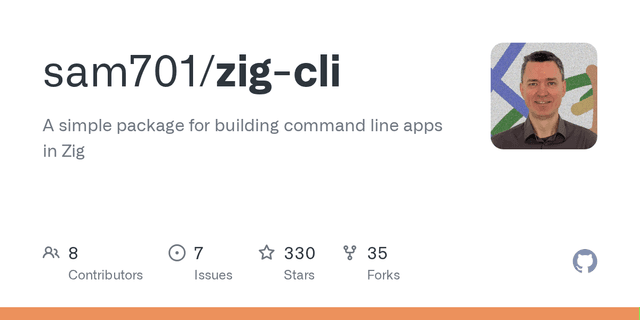 GitHub - sam701/zig-cli: A simple package for building command line apps in Zig - Featured Image